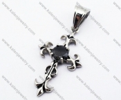 Stainless Steel Inlay Black Zircon Stone Cross Pendant - KJP110040