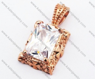 Stainless Steel Rose Gold Inlay Zircon Stone Pendant - KJP110046