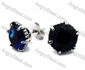 Stainless Steel Black Zircon Stone Earrings - KJE170001