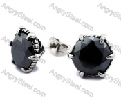 Stainless Steel Black Zircon Stone Earrings - KJE170002