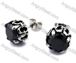 Stainless Steel Black Zircon Stone Earrings - KJE170005