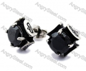 Stainless Steel Black Zircon Stone Earrings - KJE170007