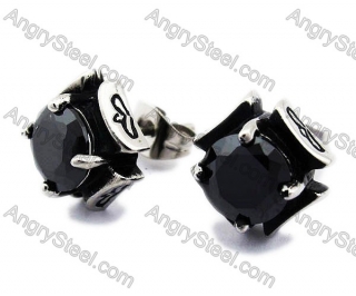 Stainless Steel Black Zircon Stone Earrings - KJE170007