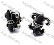 Stainless Steel Black Zircon Stone Iris Earrings - KJE170009