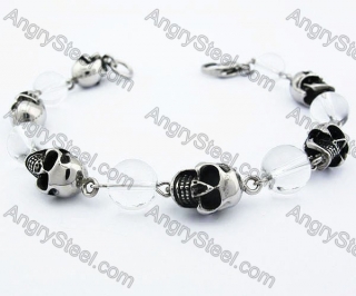 Stainless Steel Skull Bracelet With Acrylic Beads - KJB170063