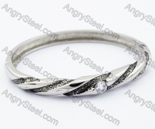 Stainless Steel Zircon Stone Bangle - KJB200093