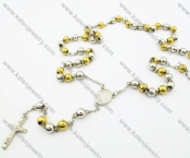 650 ×8 mm Gold Stainless Steel Rosary Necklaces with Cross - KJN100006