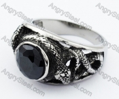 Stainless Steel Epoxy & Black Zircon Snake Ring - KJR010110