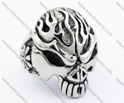 Stainless Steel Black Stone Eyes Alien Skull Ring - KJR090279