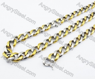 Gold Plating Necklace & Bracelet Steel Jewelry Set - KJS200016