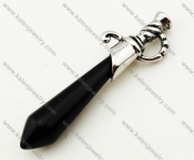 Stainless Steel Black Agate Stone Sword Pendant - KJP090313