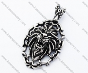 Stainless Steel Black Stone Eyes Lion Pendant - KJP090377