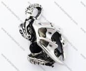 Stainless Steel Fiery Dragon Pendant With Black Stone - KJP090422