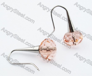 Stainless Steel Pink Stone Earrings - KJE320005