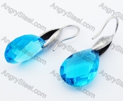 Stainless Steel Light Blue Facted Stone Earrings in Water Drop - KJE320013