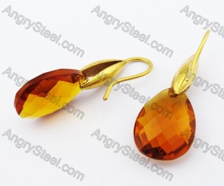 Stainless Steel Pale Brown Stone Earrings - KJE320014