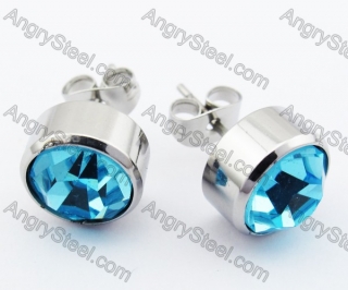 Stainless Steel Blue Zircon Stone Earrings - KJE320016