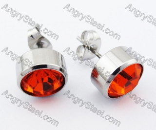 Stainless Steel Red Zircon Earrings - KJE320017