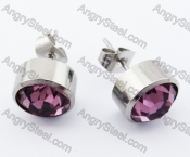 Stainless Steel Violet Zircon Earrings - KJE320018