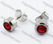 Stainless Steel Red Zircon Stone Earrings - KJE320020