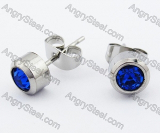 Stainless Steel Blue Zircon Stone Earrings - KJE320021