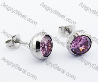 Stainless Steel Pink Zircon Earrings - KJE320023