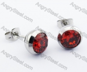 Stainless Steel Red Zircon Earrings - KJE320024