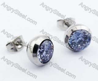 Stainless Steel Light Blue Zircon Stone Earrings - KJE320025