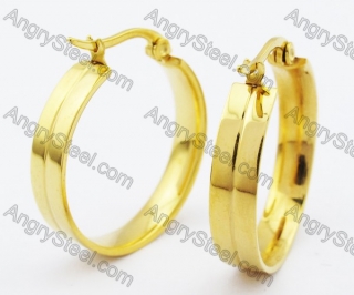 Gold Stainless Steel Cutting Earrings - KJE320042