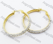 Gold Stainless Steel Stone Earrings - KJE320068