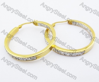 Gold Stainless Steel Stone Earrings - KJE320070