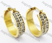 Gold Plating Clear Stone Earrings with CNC craft - KJE320079