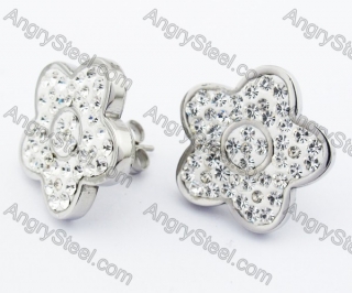 Stainless Steel Stone Earrings - KJE320081