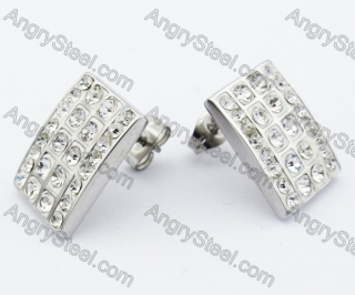 Stainless Steel Stone Earrings - KJE320082