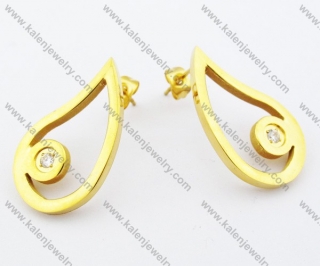 Stainless Steel Stone Earrings - KJE050744