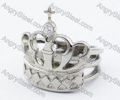 Stainless Steel Inlay Zircon Stone Crown Ring - KJR330011