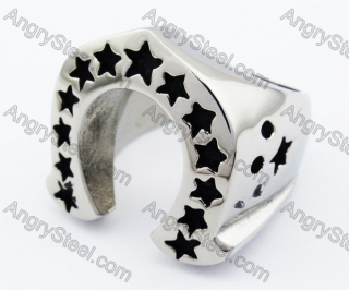 Stainless Steel Stars Horse shoe Ring - KJR330020