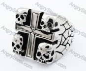 Stainless Steel Skull Cross Ring - KJR330026