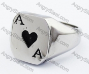 Stainless Steel Heard A Poker Card Ring - KJR330032