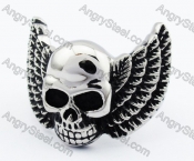 Stainless Steel Wings Skull Ring - KJR330033