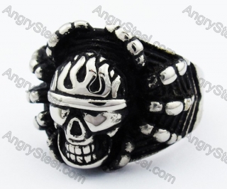 Stainless Steel Spider Skull Ring - KJR330034