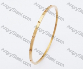 Gold Plating Stainless Steel Inlay Stones Bangle - KJB200107