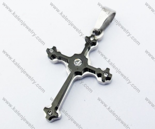 Stainless Steel Inlay Zircon Stone Black Plating Cross Pendant - KJP051081