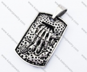 Stainless Steel Skeleton Hand Rose Tag Pendant - KJP051087