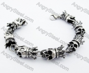 Stainless Steel Crown / King Skull Bracelet - KJB170079