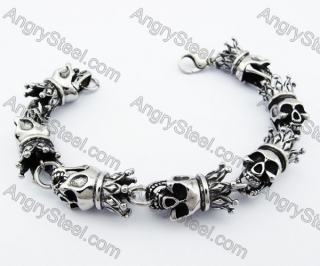 Stainless Steel Crown / King Skull Bracelet - KJB170079