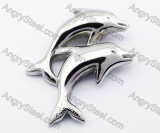 Stainless Steel Double Dolphin Pendant - KJP330010