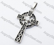 Stainless Steel Zircon Stone Cross Pendant - KJP330039