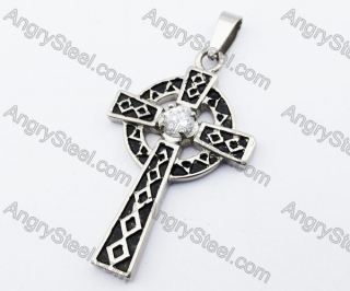 Stainless Steel Zircon Stone Cross Pendant - KJP330039