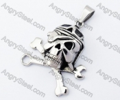 Stainless Steel Pilot Skull Pendant - KJP330060